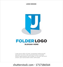 simple and clean illustration logo design initial U chart folder.
