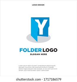 simple and clean illustration logo design initial Y chart folder.