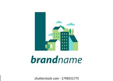 Einfaches und sauberes Logo-Design Initial L Building.