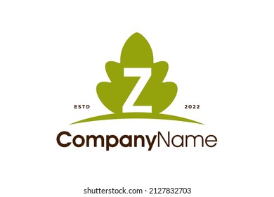 Simple and Clean Illustration logo design Initial Z Oaks leaf, logo good for any company and can work as well in a small size.