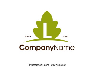Simple and Clean Illustration logo design Initial L Oaks leaf, logo good for any company and can work as well in a small size.