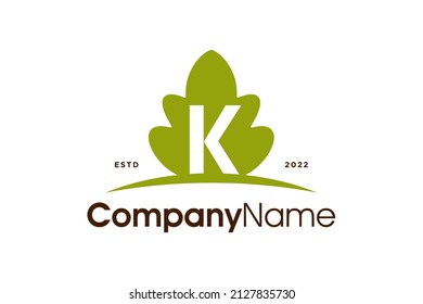 Diseño de logotipo de Ilustración simple y limpia Hoja inicial de K Oaks, logotipo bueno para cualquier empresa y puede funcionar también en un tamaño pequeño.
