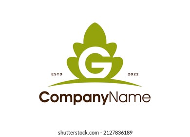 Simple and Clean Illustration logo design Initial G Oaks leaf, logo good for any company and can work as well in a small size.
