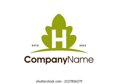 Simple and Clean Illustration logo design Initial H Oaks leaf, logo good for any company and can work as well in a small size.
