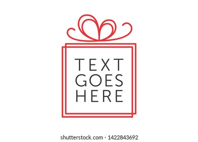 Simple and Clean illustration logo gift with mono line style.