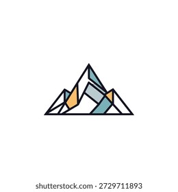 Uma ilustração simples e limpa de uma cordilheira usando formas geométricas e design minimalista. Ideal para projetos de design modernos.