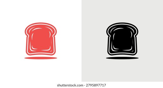 Simple and clean illustration of red and black toasted bread slices emphasizing crusty edges and buttery texture