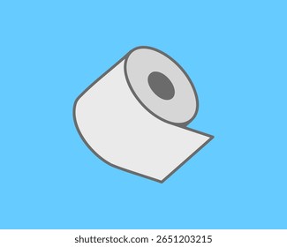 Simple, clean illustration of a roll of toilet paper against a light blue background.  Perfect for website icons, app design, or as a minimalist graphic for hygienerelated content.