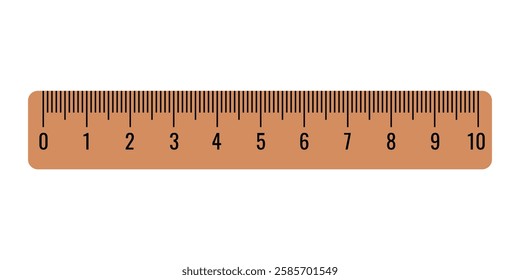 A simple, clean illustration of a ten-centimeter ruler. Ideal for demonstrating measurement, precision, or representing educational concepts.