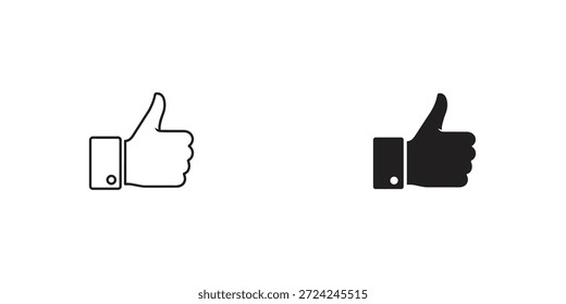 Einfache und saubere Illustration einer Daumen-nach-oben-Geste in Schwarz-Weiß, geeignet für verschiedene Designprojekte und digitale Medien.
