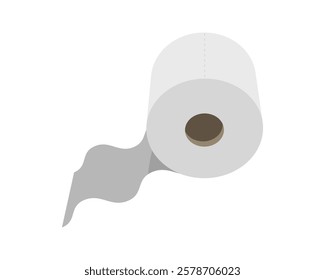 Simple, clean illustration of a toilet paper roll with a gently unwinding sheet. Perfect for websites, apps, or presentations needing a hygienic, minimalist graphic.