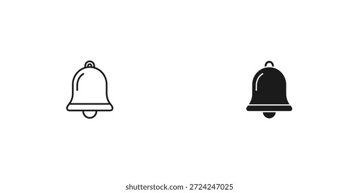 Ilustração simples e limpa de dois sinos, um branco e um preto, adequado para várias aplicações de design.