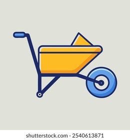 A simple and clean illustration of a wheelbarrow, perfect for representing gardening, construction, or any task that requires moving materials. This icon is ideal for use in apps, websites.