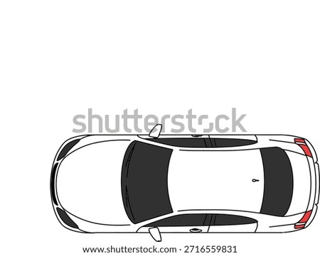 A simple, clean illustration of a white car viewed from directly above, showcasing its minimalist design and common vehicle shape on a plain background.