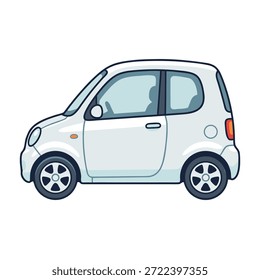 Uma ilustração simples e limpa de um carro de desenho animado branco, perfeito para várias necessidades de design.