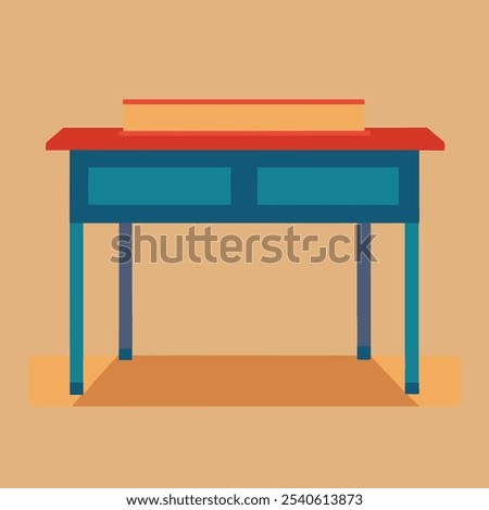 A simple and clean illustration of a wooden table with two drawers, perfect for adding a touch of retro style to your designs. This minimalist graphic is ideal for furniture projects, home decor.