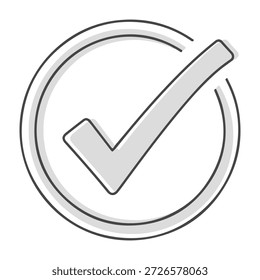 A simple and clean image featuring a checkmark enclosed within a circular border. The checkmark is a universal symbol indicating correctness, approval, or completion.