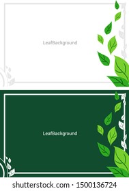 Simple Clean Leaf Background Vector. Two Color set, White Background and Dark Green color. Nature Landscape Illustration. For Preview and presentation template.