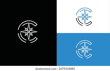 simple and clean letter C compass logo design.