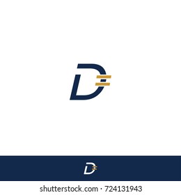 Simple and clean letter D with gold stripe logo