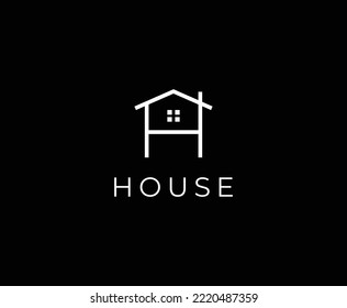 Plantilla de diseño de logotipo comercial para una carta limpia y sencilla H House