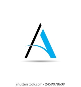 Simple and Clean Letter A Logo. Initial Logo for Company or Personal Branding. Black and Blue Design.