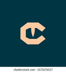 Simple and Clean letter mark C with crocodile eye design logo concept.