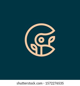 Simple and Clean letter mark C with nature sprout design logo concept.
