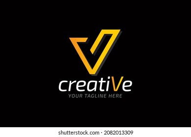 letra simple y limpia icono del logotipo v