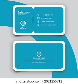 Simple and clean light blue business card template design. Stationery design name card vector template. CMYK Mode