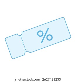 Simple and clean light blue voucher featuring a percent symbol, ideal for retail discounts