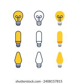 Simple Clean Light Bulb Electric Innovation Icon Illustration Set