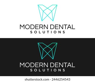 Simple clean line abstract modern dentist clinic logo design.