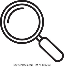 Um ícone de uma lente de aumento simples e limpo, simbolizando pesquisa, descoberta e investigação.