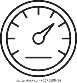 A simple, clean line art icon of a speedometer, representing speed, performance, or measurement.