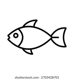 A simple and clean line art icon of a fish. Minimalist outline illustration isolated on a white background, perfect for logos and web design.
