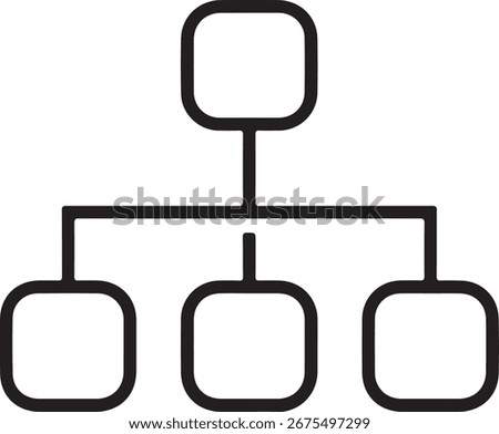 Simple, clean line art icon representing a hierarchical organizational structure or flowchart with three levels.