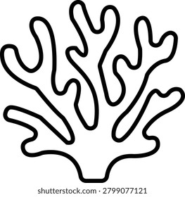 A simple, clean line art illustration of a branching coral formation, perfect for underwater, ocean, or nature-themed designs.