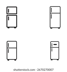 Ilustraciones simples y limpias de cuatro refrigeradores diferentes.
