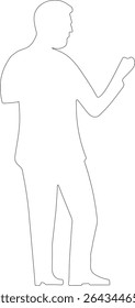 A simple, clean line art silhouette of a person, likely a man, in a dynamic pose, possibly boxing or preparing for an action.