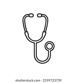 A simple and clean line art stethoscope vector icon, perfect for medical designs, healthcare illustrations, and professional use in clinics, hospitals, and wellness projects