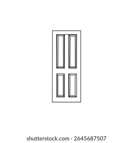 Un dibujo de línea simple y limpio de una puerta de cuatro paneles.