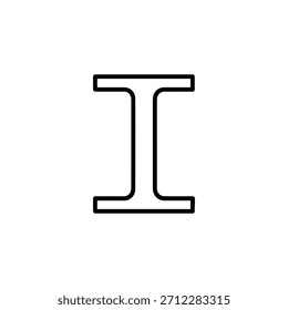 Un dibujo de línea simple y limpio de una viga en I o H, que representa la ingeniería estructural y la construcción.