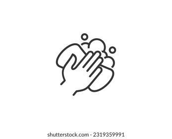 Icono simple de línea limpia que contiene escoba, spray, lavado, esponja, cubo, lavandería, camiseta