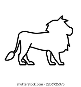 Simple And Clean Lion Side View Outline Vector Illustration