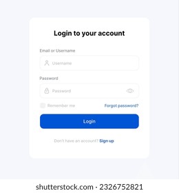 Simple and clean login page for website or mobile application