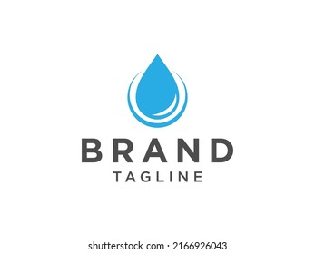 Simple Clean Logo. Blue Circle Shape  with Blue Waterdrop Combination isolated on White Background. Usable for Nature and Branding Logos. Flat Vector Logo Design Template Element.