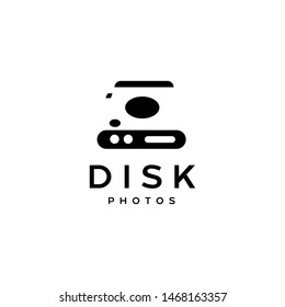 simple and clean logo design with camera and disk or disc logo design vector icon illustration inspiration