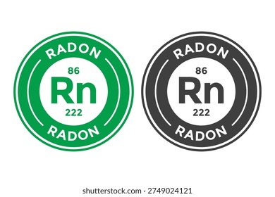 Simple and clean logo design for the chemical element Radon (Rn), ideal for environmental science, gas detection services, or educational purposes.