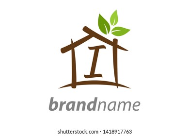 Simple Clean logo design Greenhouse combine with initial I
